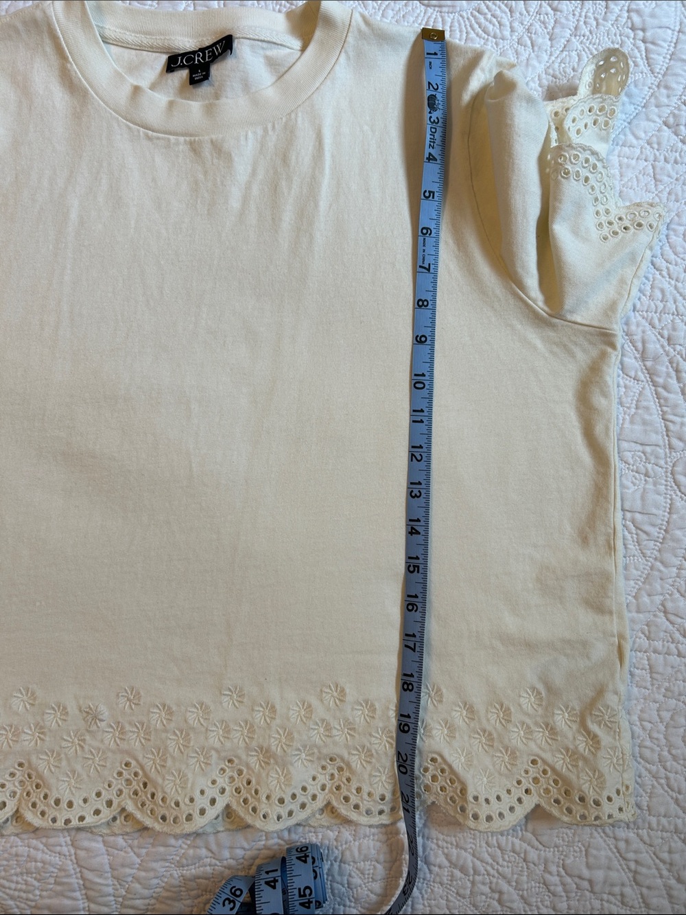 J crew Premium-weight relaxed scalloped T-shirt - Picture 6 of 7